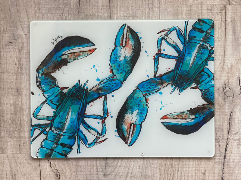 Glass Workstop Saver with Beautiful Blue Lobster Design