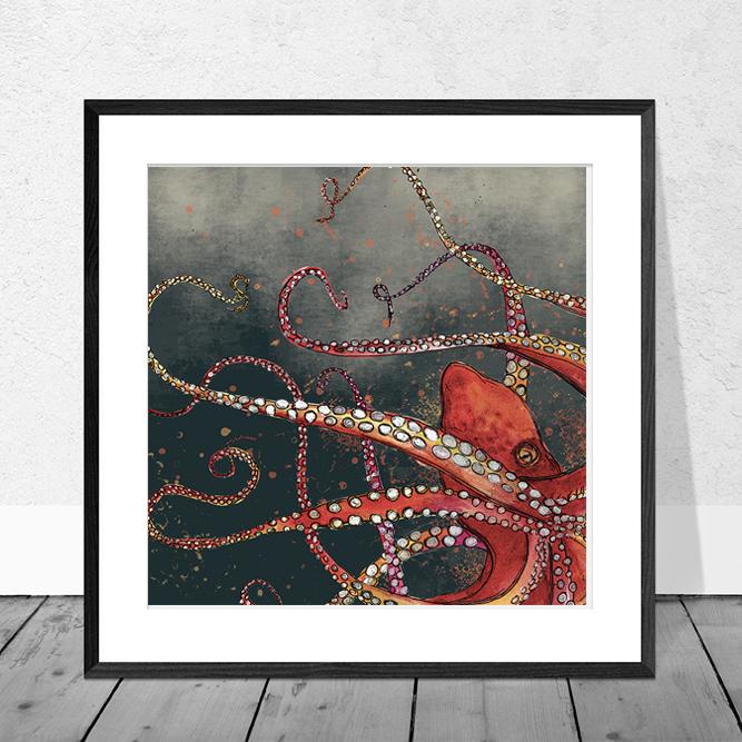Red Octopus Art Print