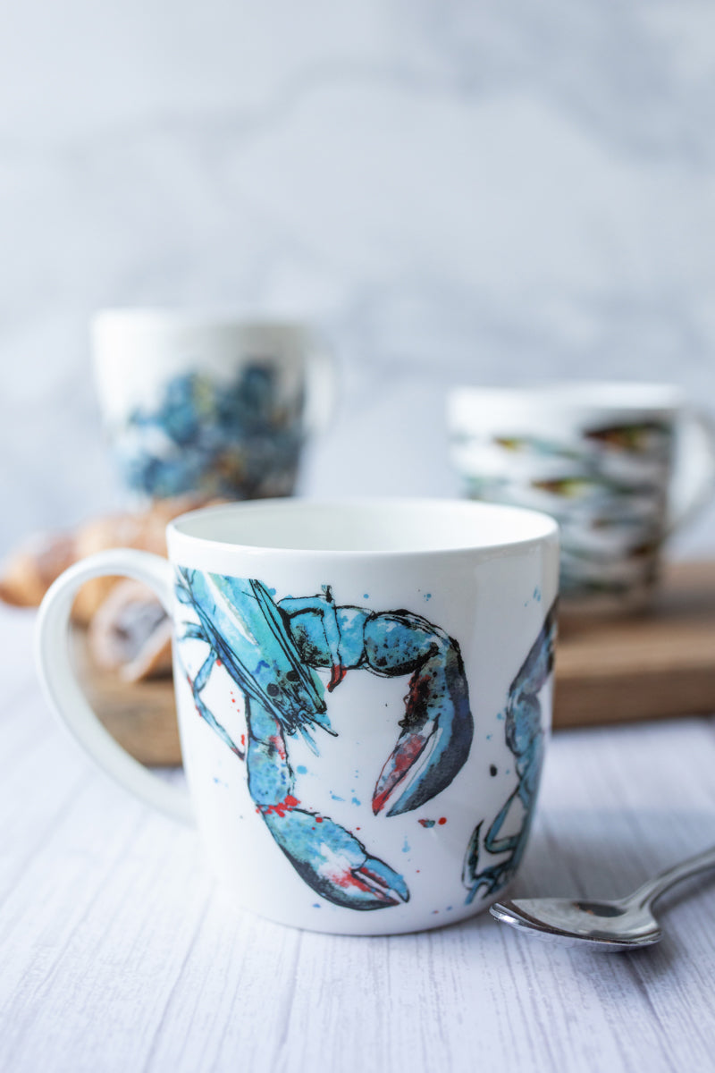 Blue Lobster Bone China Mug