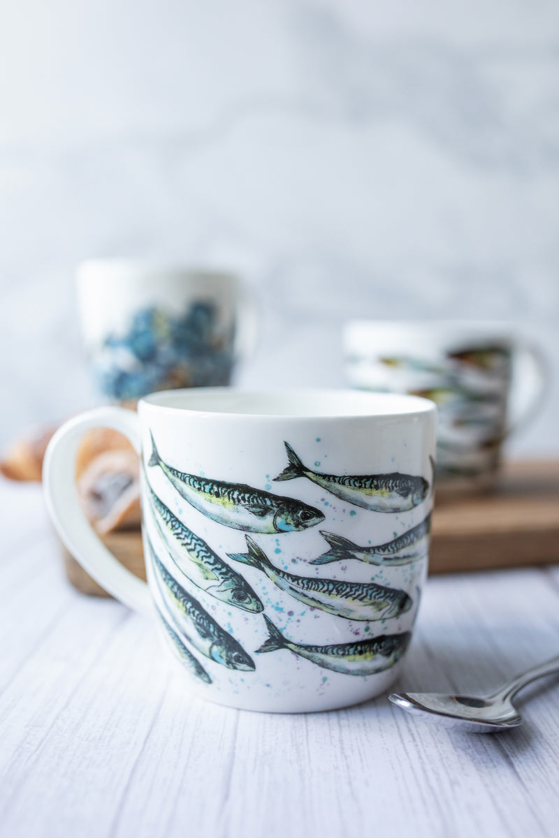 Mackerel Shoal Bone China Mug