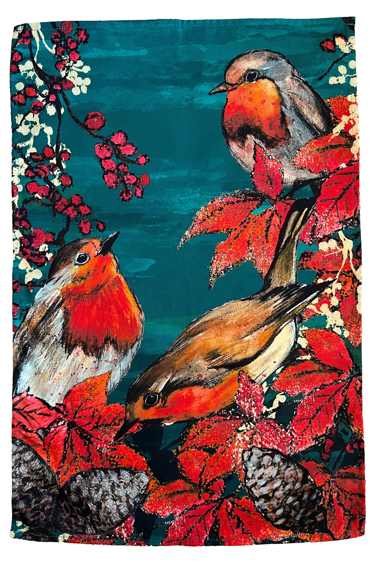 Christmas Robin Tea Towel