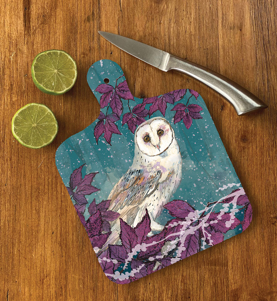 Small Winter Owl Chopping Board