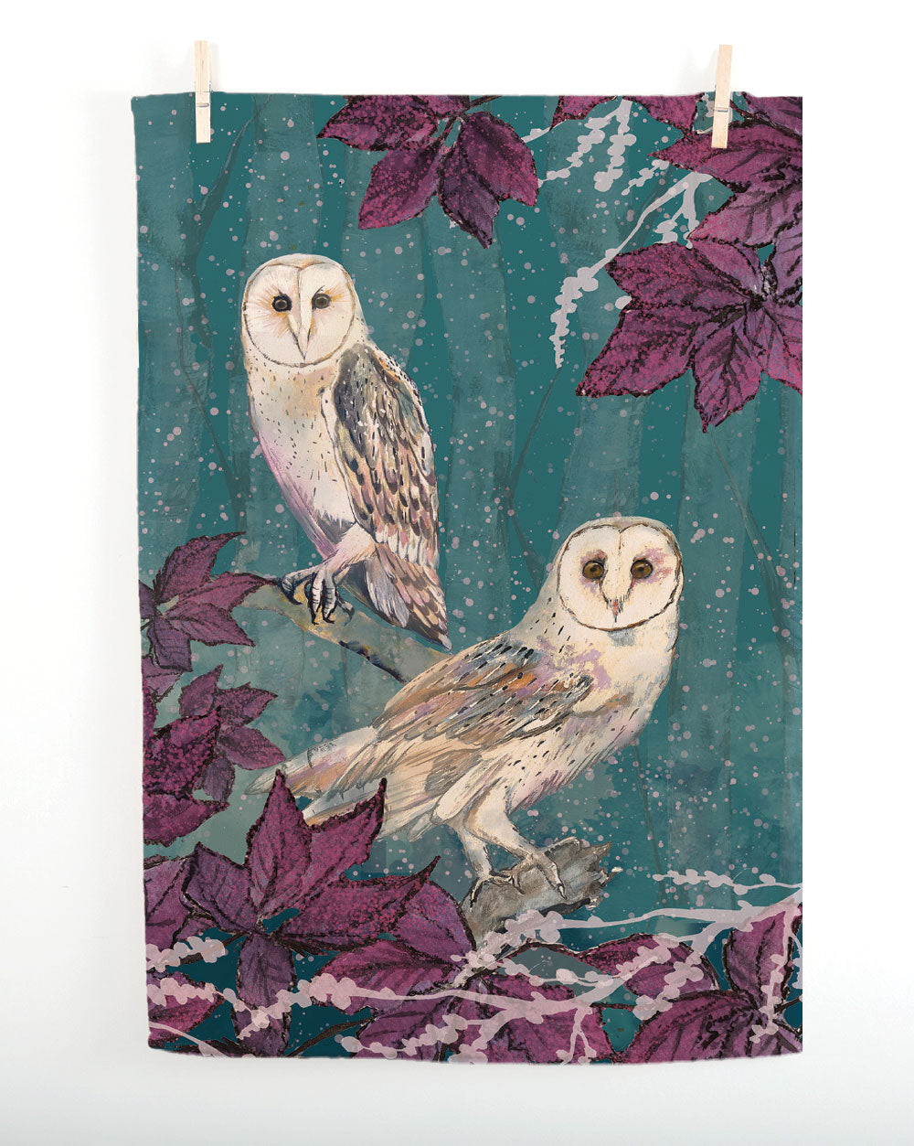 Winter Owl Tea Towel