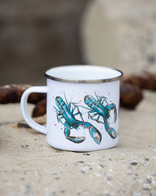 Blue Lobster Enamel Mug