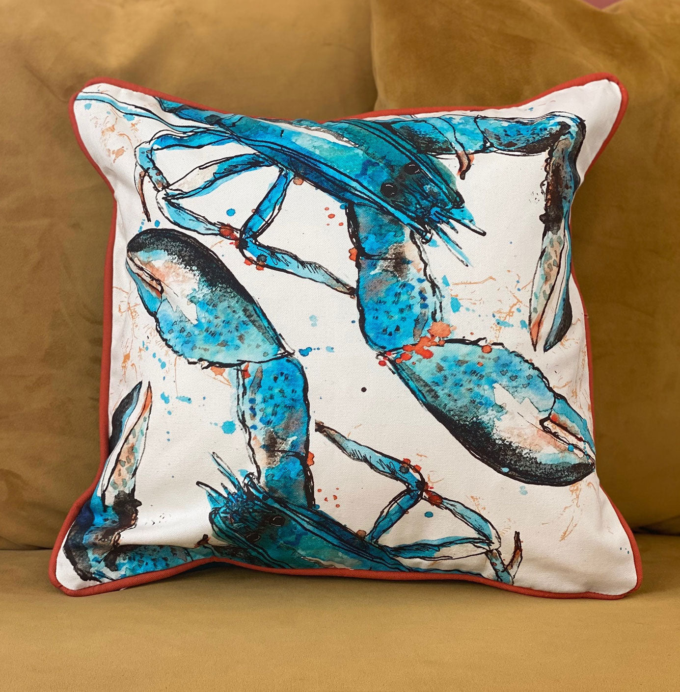 Blue Lobster Cushion Cover