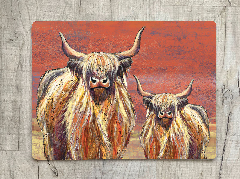 Glass Workstop Saver with Beautiful Highland Cow Design
