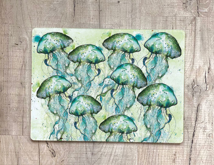 Glass Workstop Saver with Beautiful Jellyfish Design