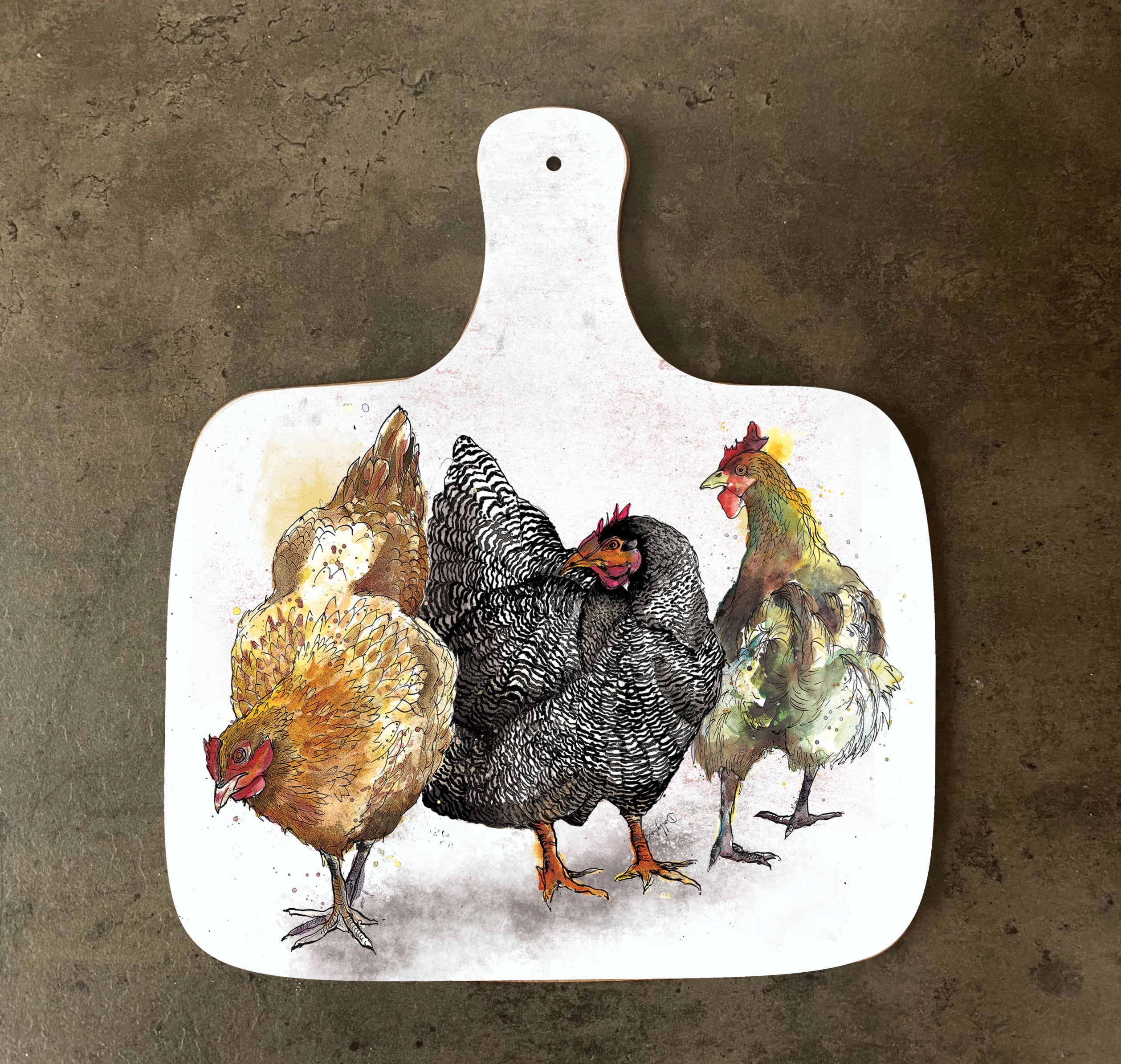 Large Chopping Board - Hens
