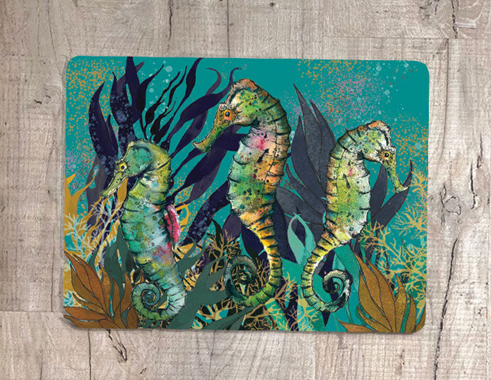 Glass Workstop Saver with Beautiful Seahorse Design