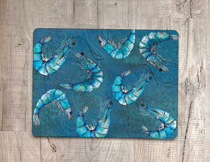 Glass Workstop Saver with Beautiful Prawn Design