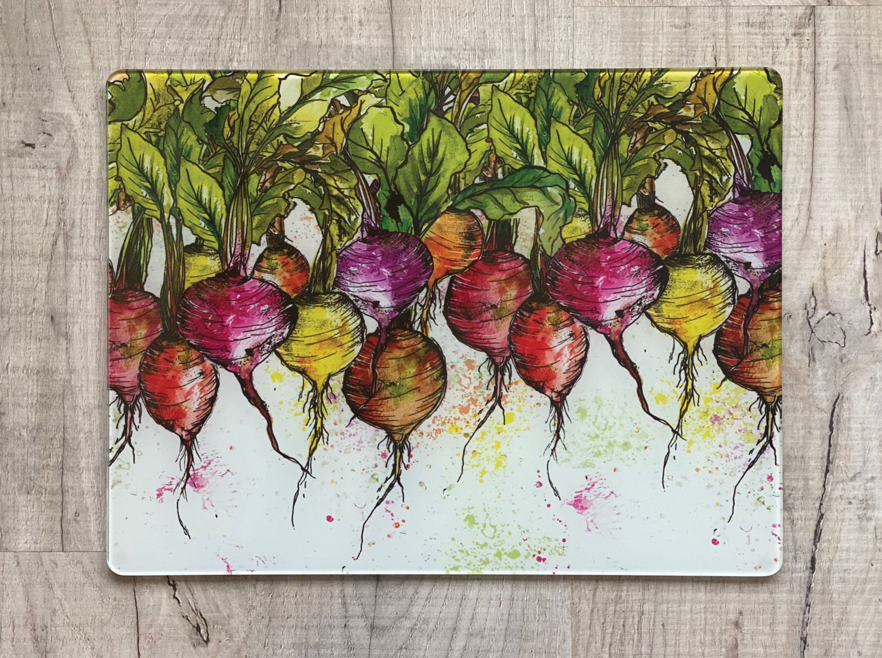 Glass Workstop Saver with Beautiful Radish Design