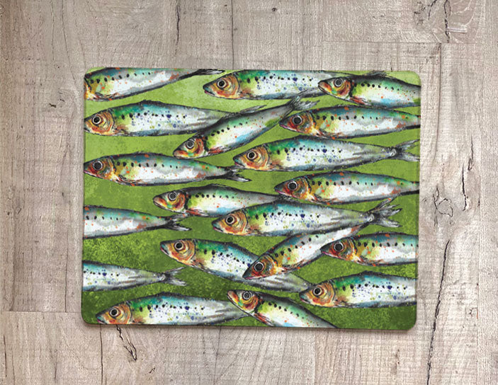 Glass Workstop Saver with Beautiful Sardines Design