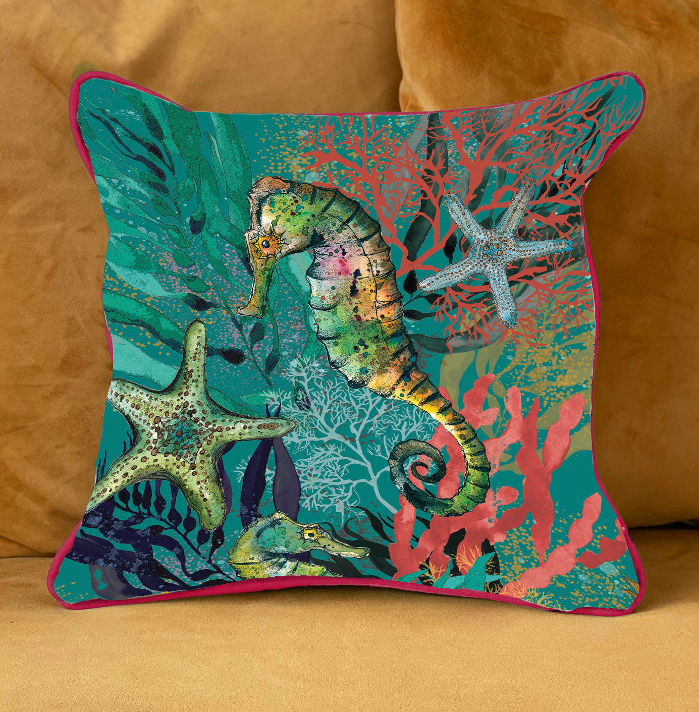 Seahorse & Starfish Cushion Cover