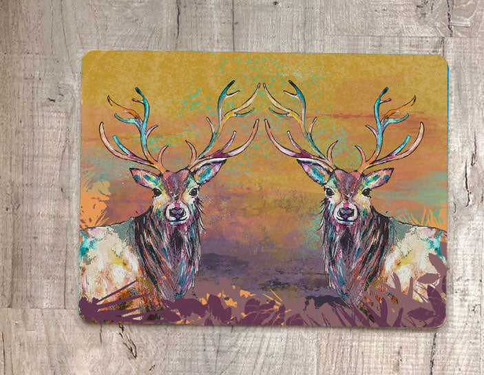 Glass Workstop Saver with Beautiful Stag Design