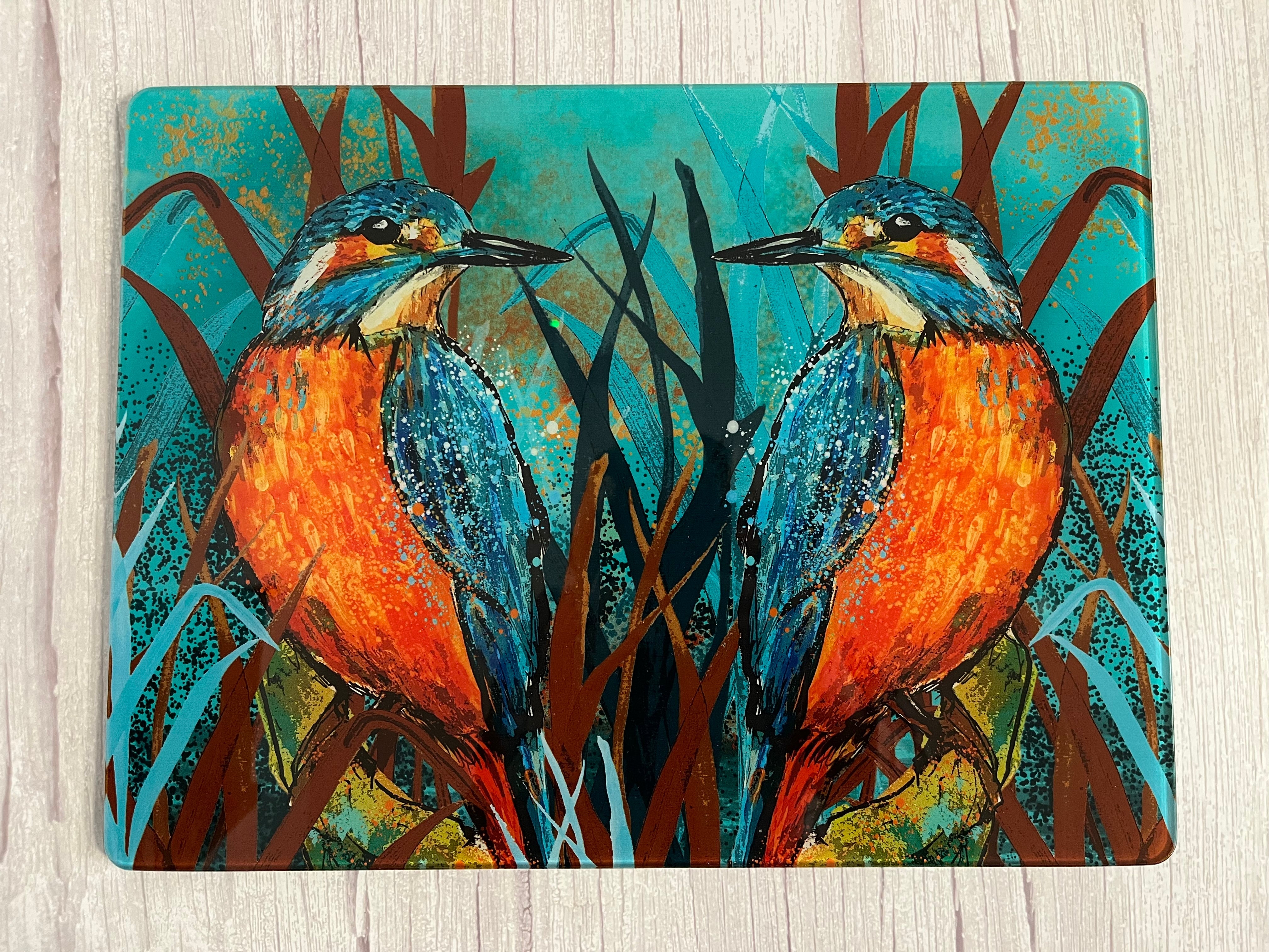 Glass Workstop Saver with Beautiful Kingfisher Design