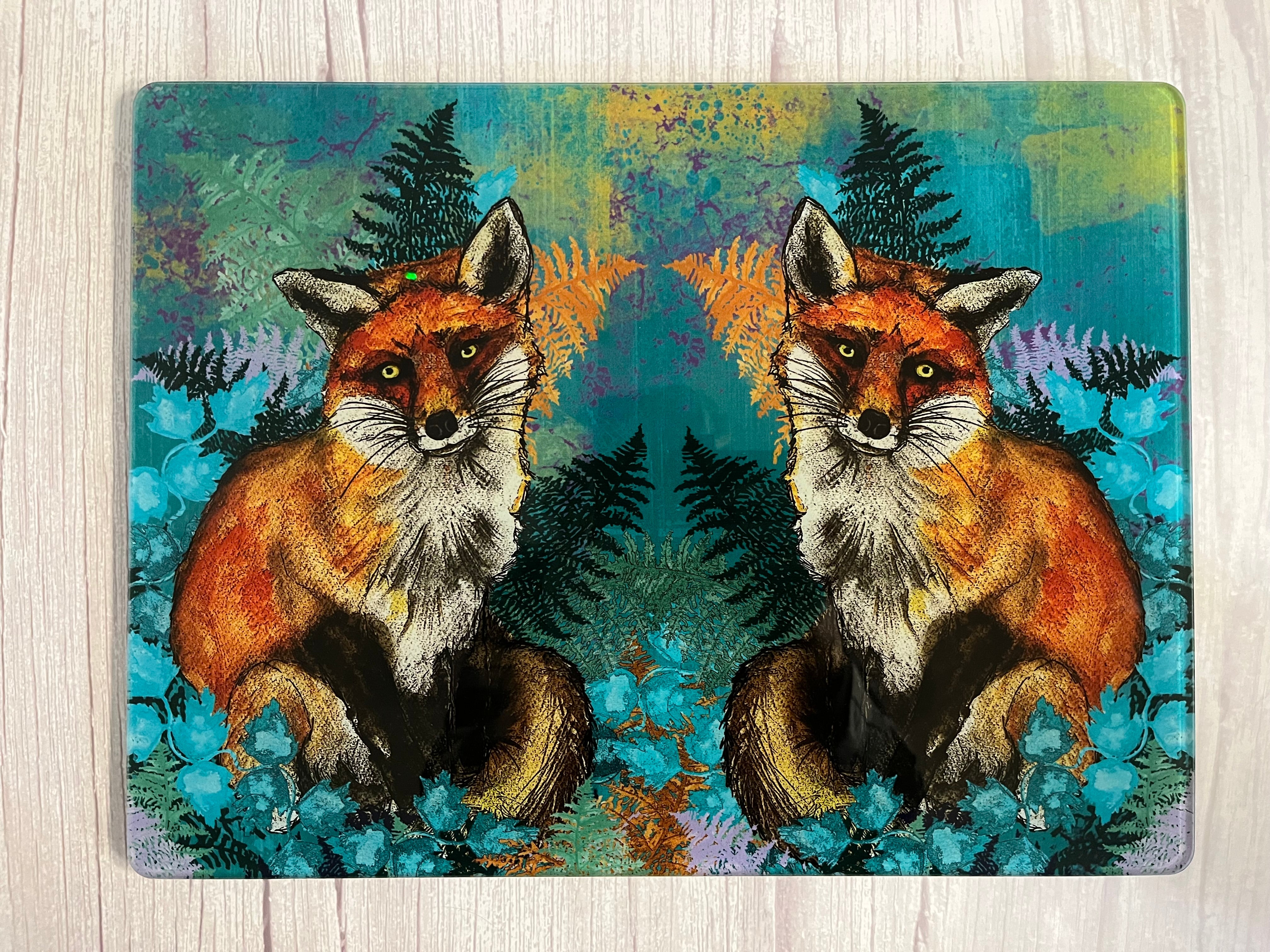 Glass Workstop Saver with Beautiful Fox Design