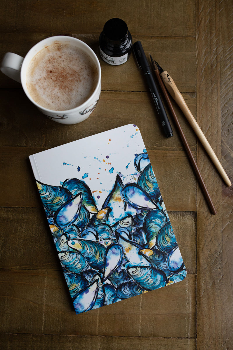 A5 Mussels Print Perfect Bound Paperback Notebook