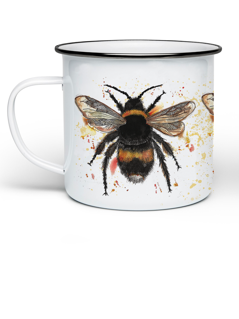 Bee Print Enamel Mug