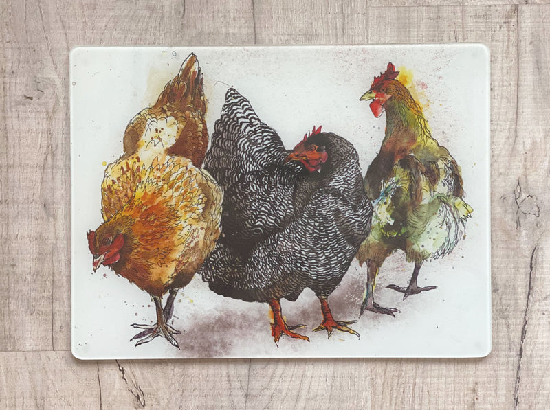Glass Workstop Saver with Beautiful Hen Design