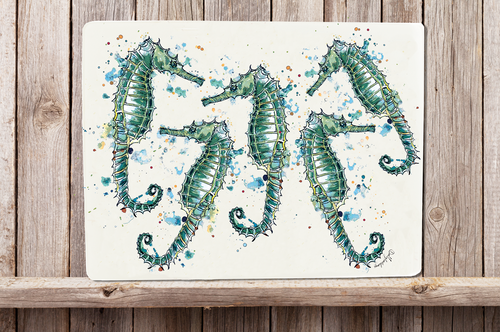 Glass Workstop Saver with Beautiful Seahorse Design